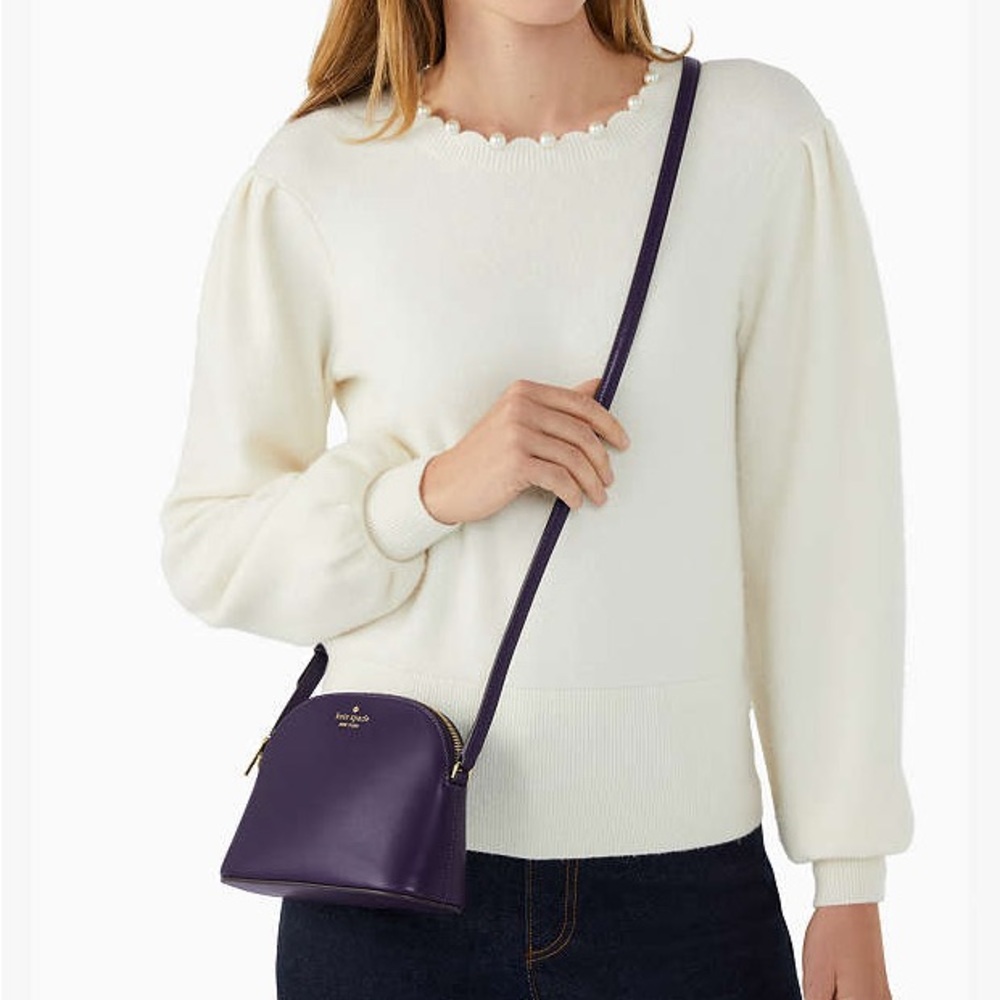Kate Spade Kali Small Dome Smooth Leather Crossbody Bag, Purple, EUC